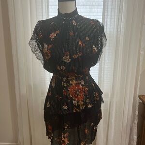 Floral Dress with Gold